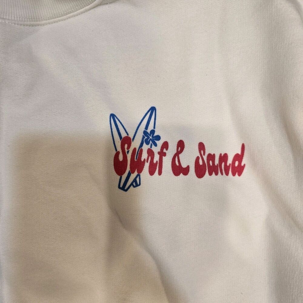 Wild Fable White Surf & Sand Graphic Pullover Sweatshirt Women's XL Long Sleeve - Picture 3 of 4